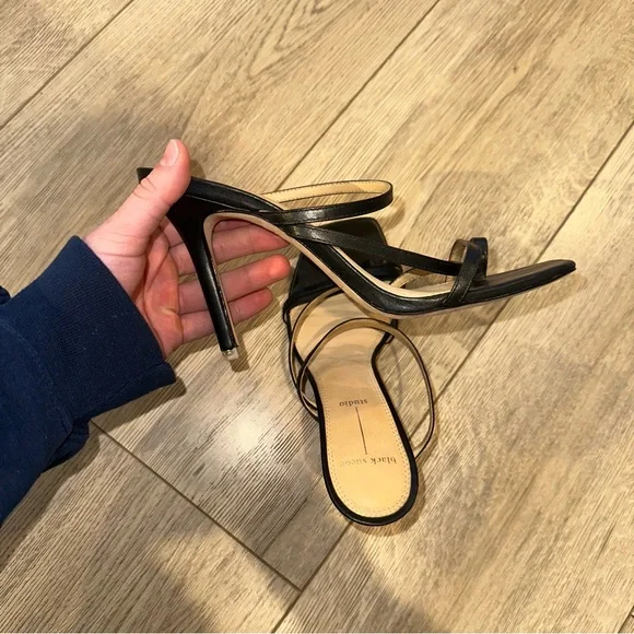 Black Suede Studio “Cindy” Black Strappy Heels - Picture 6 of 9